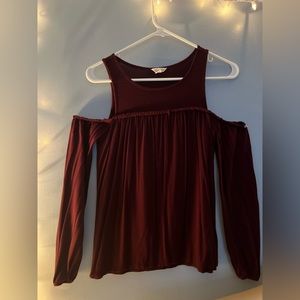 Cold Shoulder Maroon Long sleeve